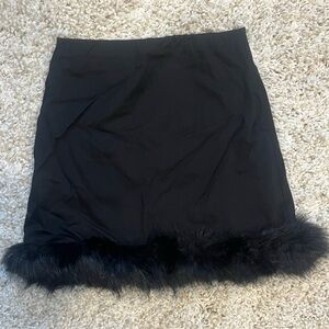 Forever 21 Black Mini Skirt with Faux Fur Trim